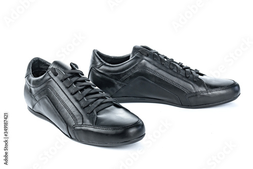 Black men shoes on white background isolated