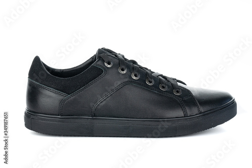 Black men shoes on white background isolated