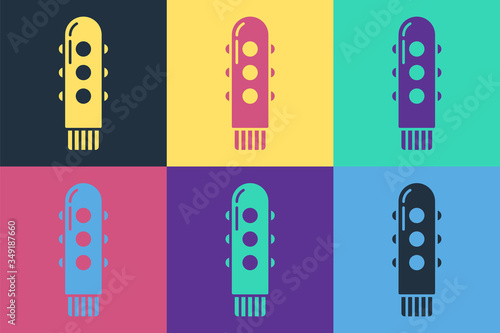 Pop art Dildo vibrator for sex games icon isolated on color background. Sex toy for adult. Vaginal exercise machines for intimate. Vector