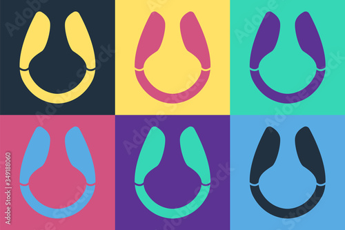 Pop art Dildo vibrator for sex games icon isolated on color background. Sex toy for adult. Vaginal exercise machines for intimate. Vector