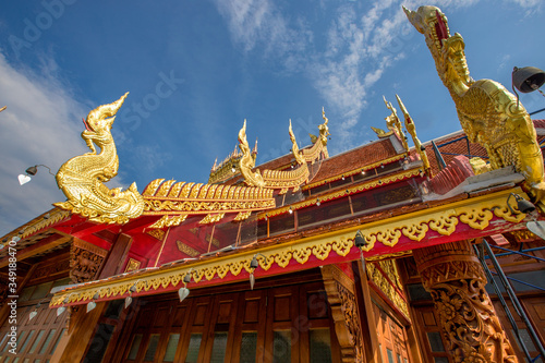 Background of Wat Pa Charoen Rat, Pathum Thani Province Dharma Practice Center 13, Buddhist people come to make merit, Khlong 11 (Sai Klang), Bueng Thonglang Subdistrict Lam Luk Ka District, Thailand photo