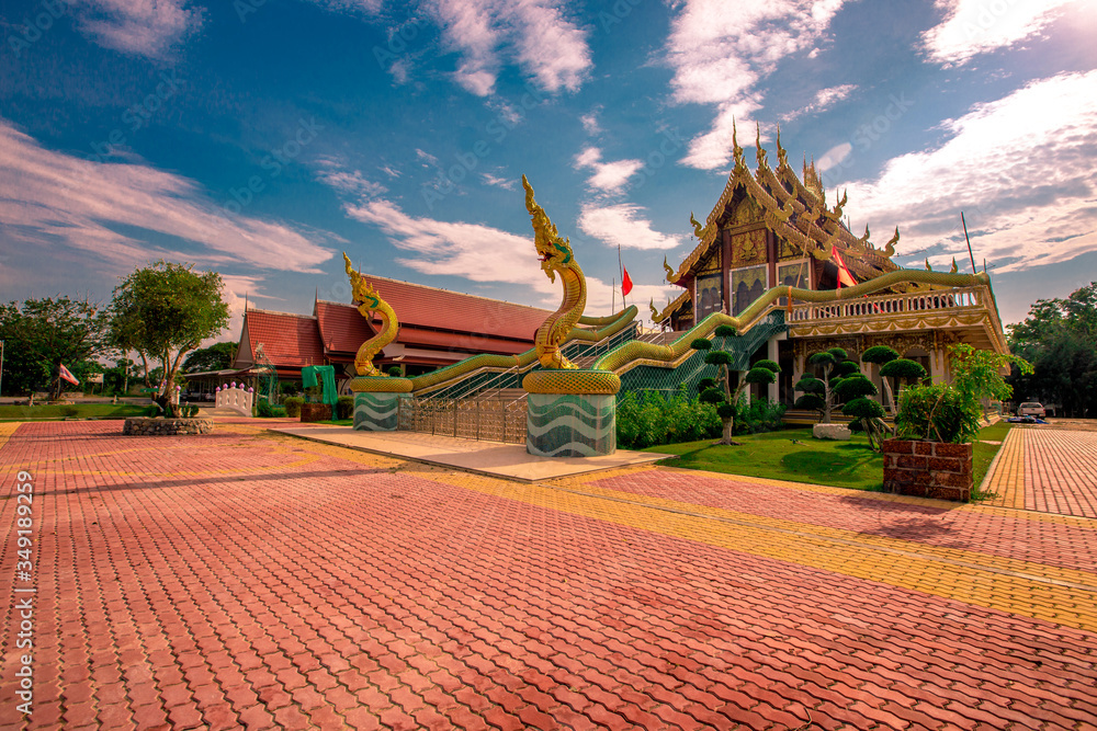 Background Of Wat Pa Charoen Rat Pathum Thani Province Dharma Practice Center 13 Buddhist People Come To Make Merit Khlong 11 Sai Klang Bueng Thonglang Subdistrict Lam Luk Ka District Thailand Stock