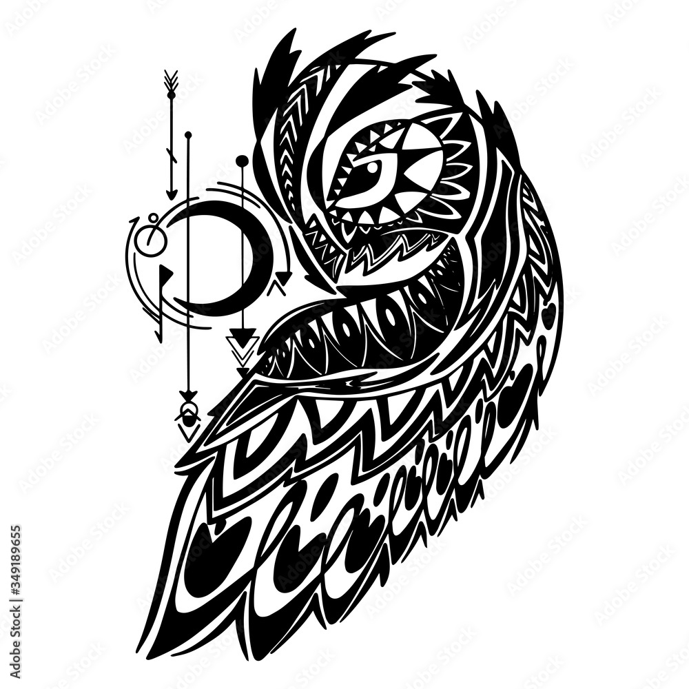 Owl tattoo template Owl tattoo vector illustration Stock Vector Owl tattoo template Owl tattoo vector illustration Stock Vector