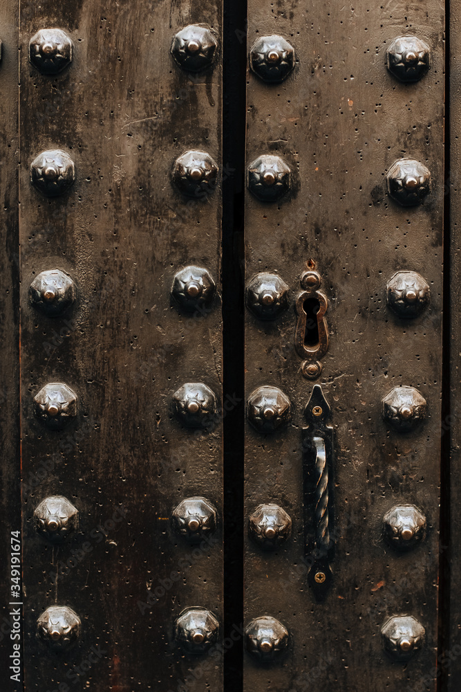 Original beautiful handles of old doors.Details Original beautiful handles of old doors.Details