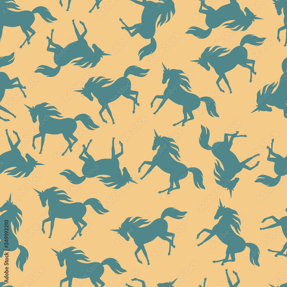 Realistic unicorn silhouette seamless pattern. Realistic unicorn silhouette seamless pattern.