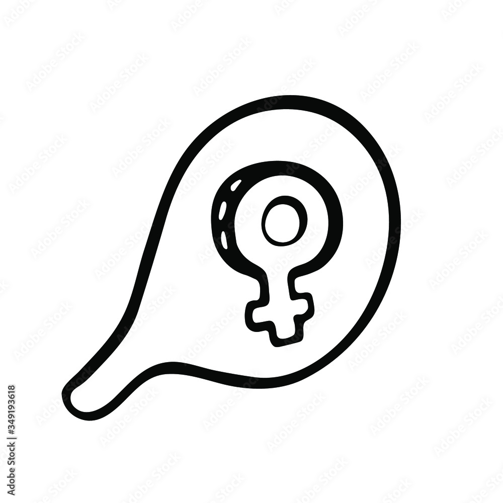 handwritten vector feminism sign inside a bubble on a white background handwritten vector feminism sign inside a bubble on a white background