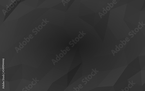 Black abstract background. Lowpoly backdrop. Gloomy crumpled paper. 3D illustration