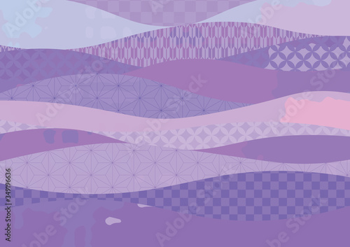 和柄の波模様背景　紫色