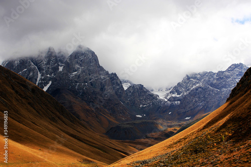 Mountain range landscape in Georgia  autumn 