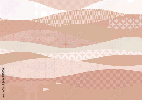 和柄の波模様背景　茶色