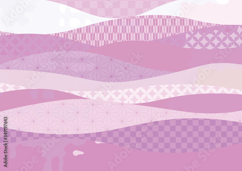 和柄の波模様背景　薄紫