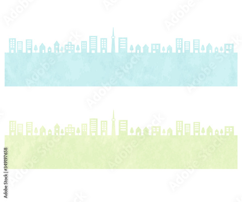 街並みの背景イラスト／町／シンプル