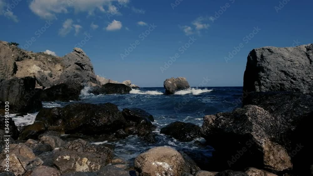 Wave crushing coast , Large Ocean Beautiful Wave, Awesome power of waves breaking over dangerous rocks Wave crushing coast , Large Ocean Beautiful Wave, Awesome power of waves breaking over dangerous rocks