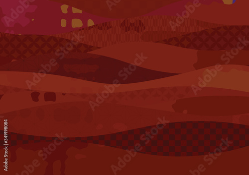 かっこいい和柄の波模様背景　赤