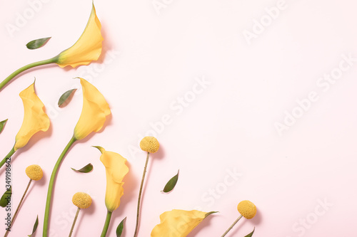 Summer concept. Border arrangement background.