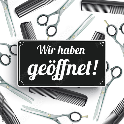 Friseursalon Wir haben geöffnet