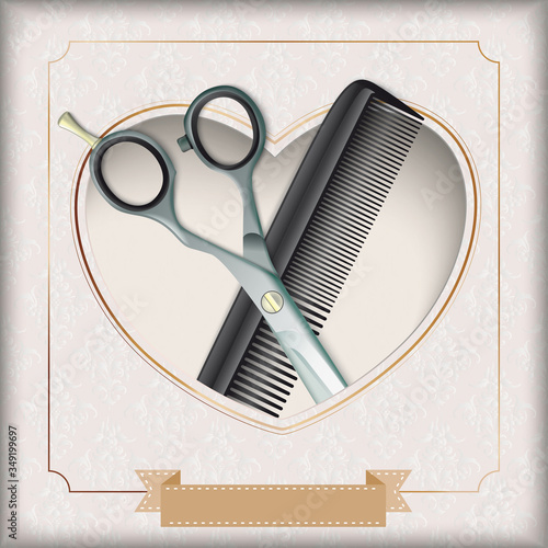 Heart Hole Scissors Comb Noble Classic Ornaments 2