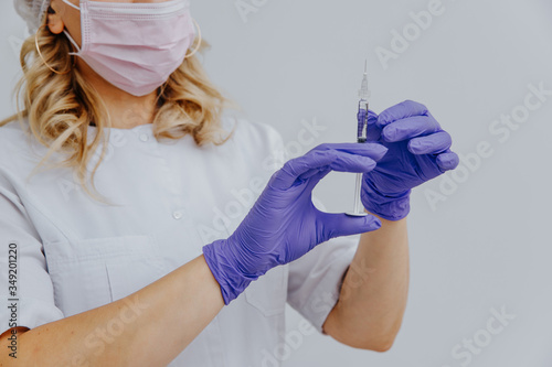 syringe, doctor, medicine, medical, nurse, injection, healthcare, hand, needle, woman, hospital, health, mask, care, vaccine, vaccination, glove, gloves, white, clinic, isolated, professional, laborat