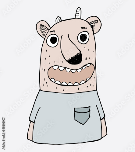 The monster stood laughing happily.