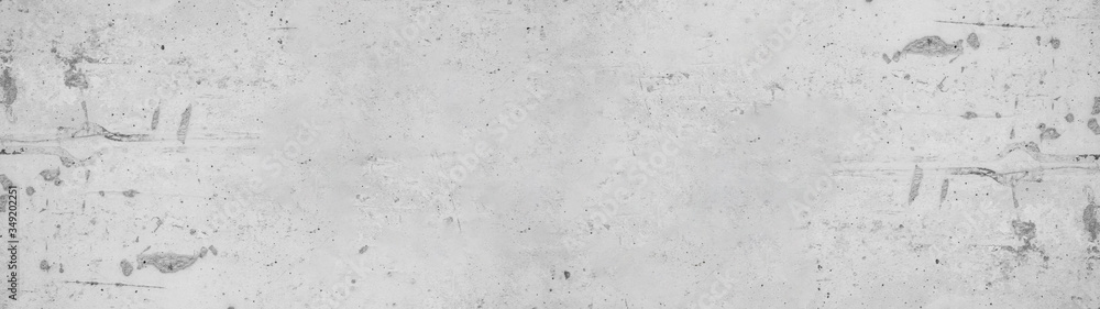 White gray scratched concrete stone cement wall banner background Panorama long
