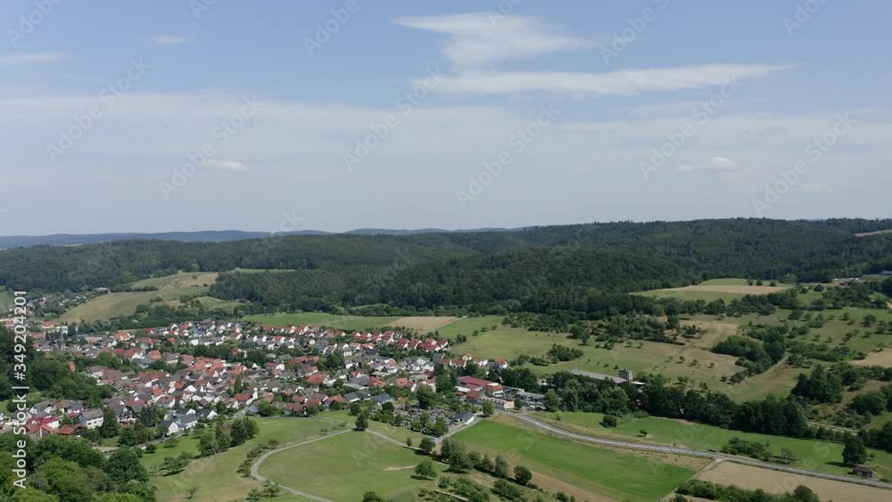 Aerial view, flight at Fischbach Valley, Hesse, Germany Aerial view, flight at Fischbach Valley, Hesse, Germany