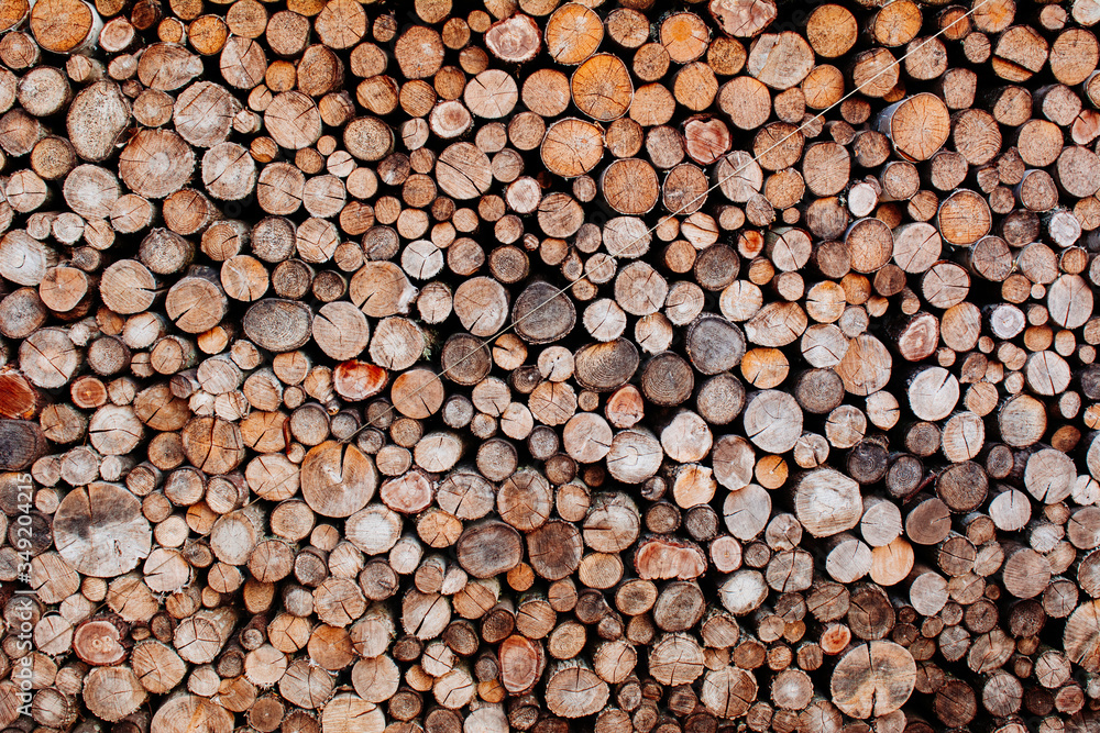 photo of firewood carefully folded and outlining an excellent texture