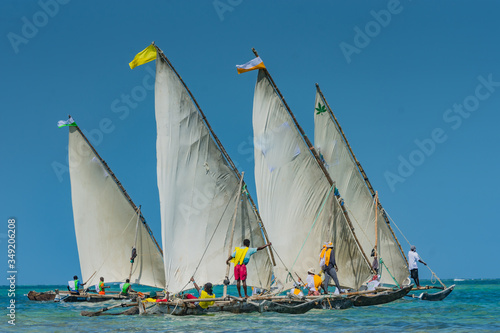 Fisherman during a race on the beach in Diani Mombasa. This event happens once a year