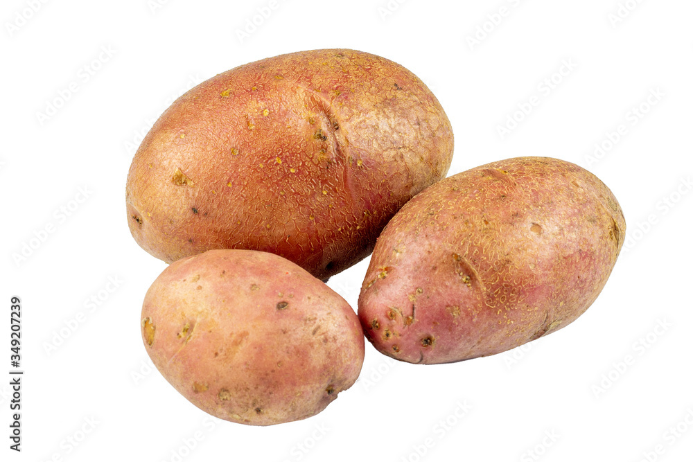 Three fruits of red potatoes, isolate on white. Three fruits of red potatoes, isolate on white.
