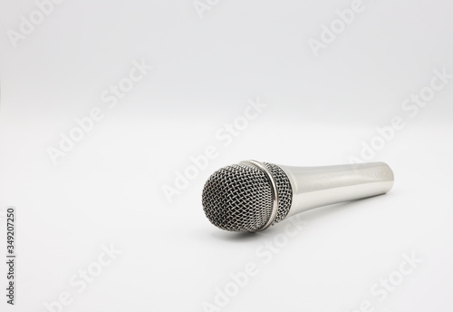 Microphone silver chromium color isolated on white background