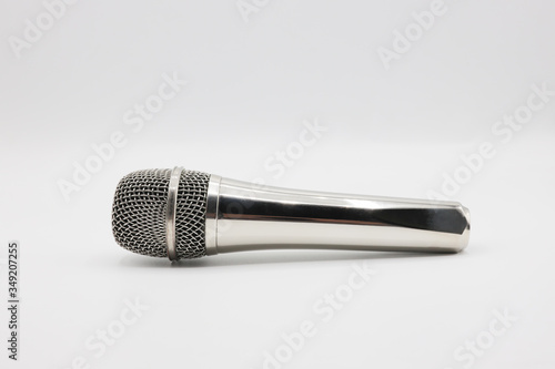 Microphone silver chromium color isolated on white background