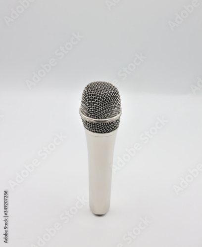 Microphone metallic chromium isolated white background
