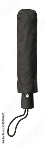Black telescopic stormproof umbrella with clipping path