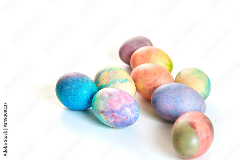 Group of easter painted eggs on white background Group of easter painted eggs on white background