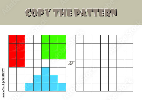 pixel art, fun activity pages for preschool and kindergarten, Color Visual Motor and Visual Spatial activity,  Visual perception worksheet, coloring page