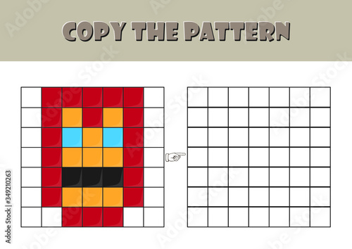 pixel art, fun activity pages for preschool and kindergarten, Color Visual Motor and Visual Spatial activity,  Visual perception worksheet, coloring page