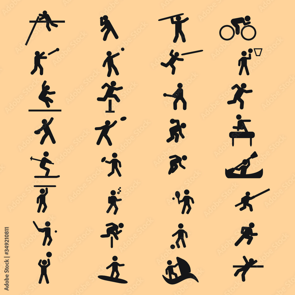 Various sport and athletics vector icons set Various sport and athletics vector icons set