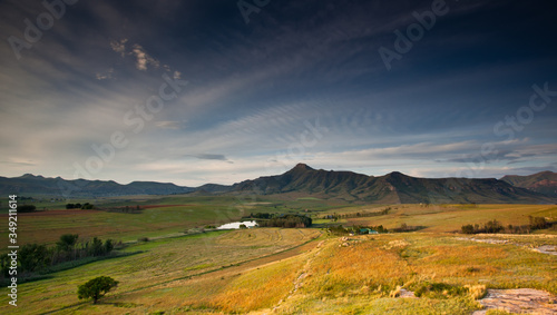 farmland landscape with wispy clouds outside Clarence, Free State, South Africa