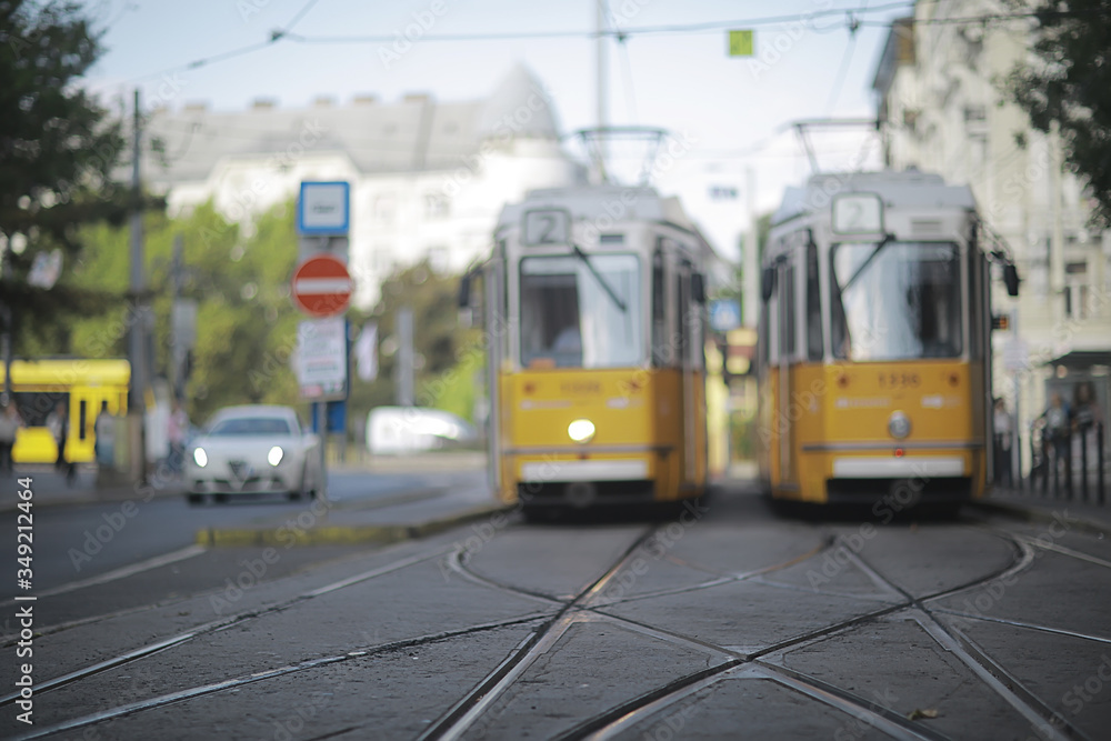 trams city landscape, blurred background traditional european city view, lifestyle trams city landscape, blurred background traditional european city view, lifestyle