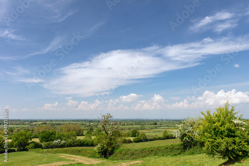 Gloucestershire green valley view with blue sky