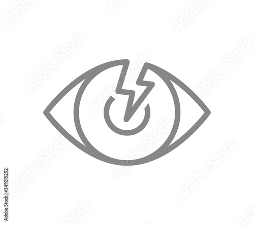 Human eye with acute pain line icon. Visual organ disease symptom, blindness symbol