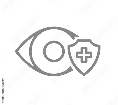 Healthy eye protectetion line icon. Eye treatment, first aid for visual organ symbol