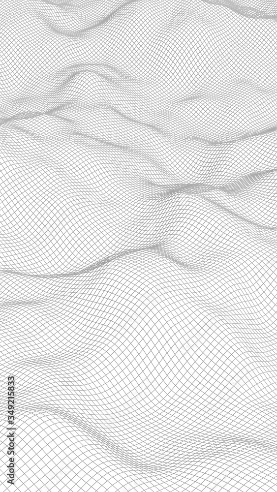 Abstract landscape on a white background. Cyberspace grid. hi tech network. 3d illustration Abstract landscape on a white background. Cyberspace grid. hi tech network. 3d illustration