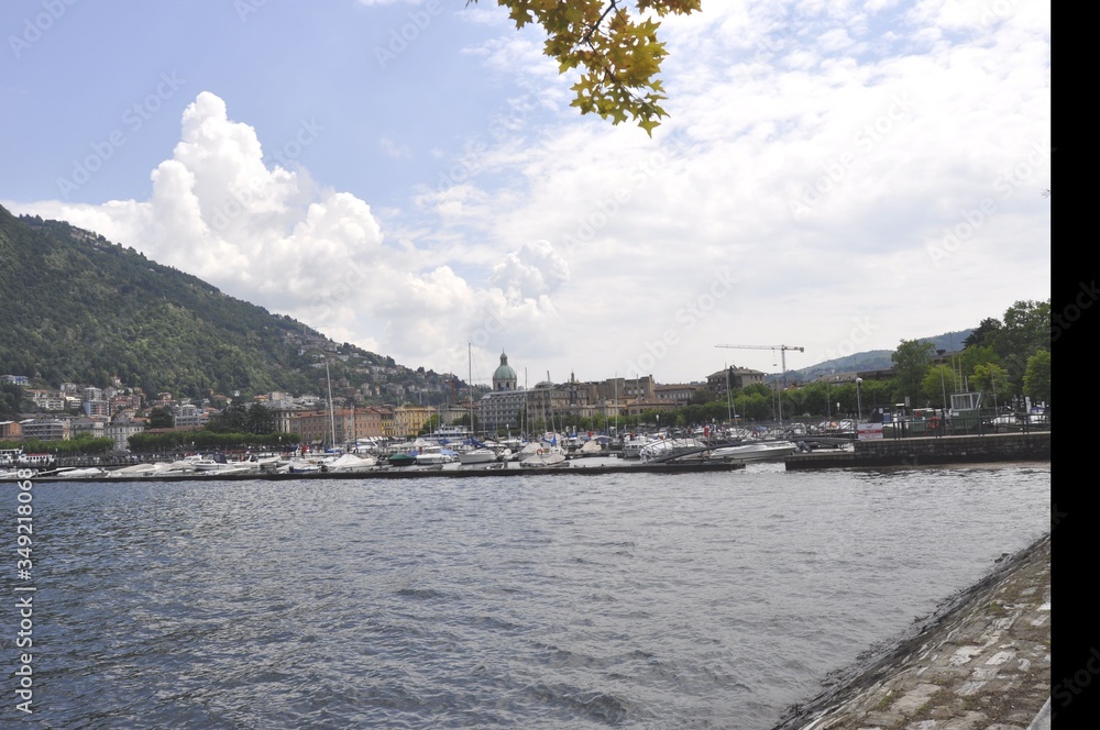 como lake view from port in italy