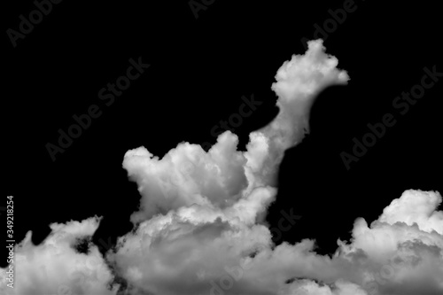 White cloud isolated on black background.