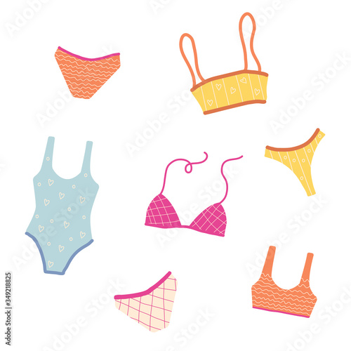 Modern hand drawn colorful collection of women s underwear and lingerie photo