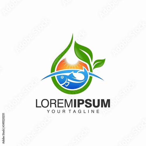 Aquaponics Logo Stock Vector Template