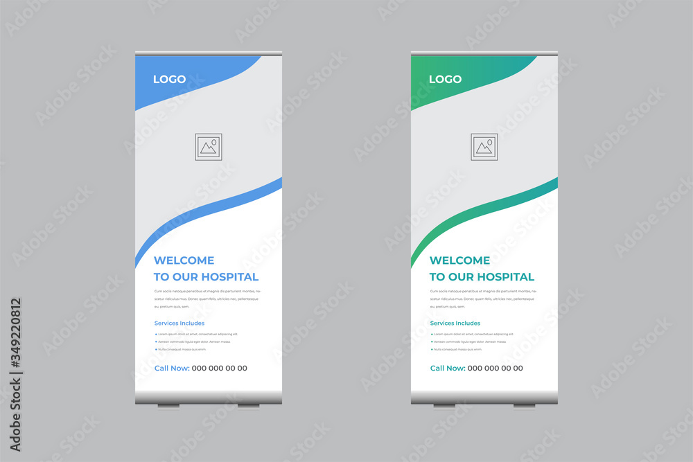 Roll-Up Banner Post Template For Hospital, Promotion Banner Template 
