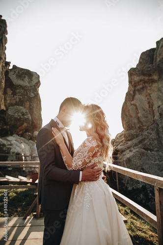 bride and groom kissing