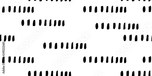 Black hand drawn stripes seamless monohrome pattern. Different elements