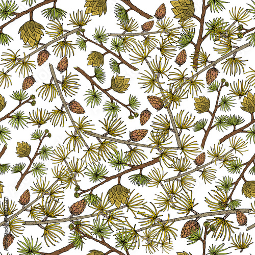 Seamless pattern with golden larch